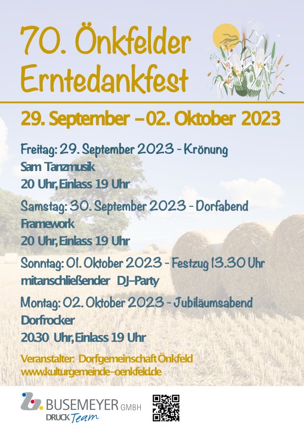 Erntedankfest in Önkfeld OberbergAktuell